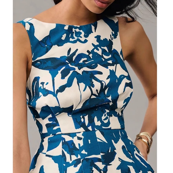 Anthropologie Plenty by Tracy Reese Back Tie Romper - Blue Motif - Picture 3 of 4